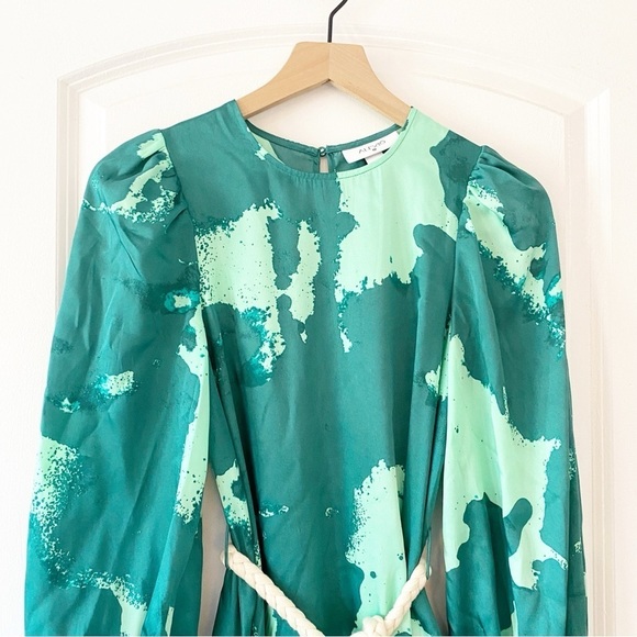 ALEXIS x Target Green Puff Sleeve Rope Belt Mini Dress Sz XS - Picture 8 of 12